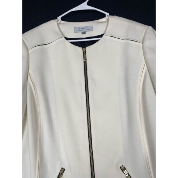 Tahari Arthur S. Levine Women's Size 18 W Ivory Long Blazer with Pockets - Picture 10 of 11